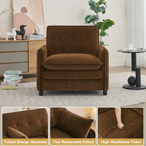 Sillón Chenille Marrón Extra Ancho Plegable miniatura 3
