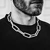 RAMUS KATEN Men's Heavy Duty Quee Goth Grunge Chunky Necklaces Punk Stainless Steel Alternative Industrial Collar Choker Link Chain For Women Jewelry, 16.5, Stainless Steel, No Gemstone #2