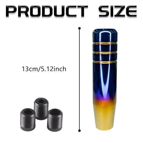 QKYS Car Long Gear Shift Lever Knob Handle Compatible with Honde, 5\" Aluminum Alloy Shift Knob for Most Automatic Manual Vehicle with 3 Adapters (Multicolor)