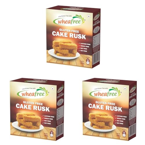 Image of Wheafree Gluten-Free Cake Rusk - Crispy & Crunchy Tea-Time Toast | No Maida Rusk Biscuit | Egg-Based, High-Fiber & Easy to Digest | Healthy Wheat-Free Snack - 300g (Pack of 3)