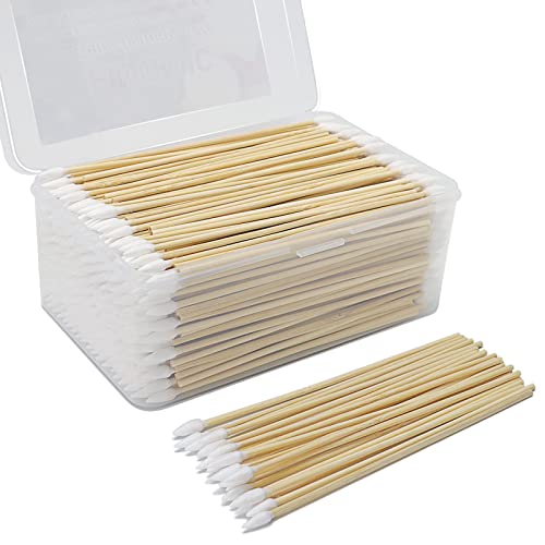 500PCS Gun Cleaning Swabs in Storage Case - 6 Inch Bamboo Handled Pistol Cleaner - Highly Absorbent Lint Free Swabs for Precision Clean Applying