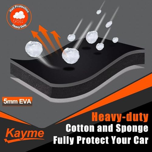 Image of Kayme Hail Protector Car Cover,Anti Hail Thickened Multi-Layered EVA Car Cover Waterproof All Weather with Wind Straps, Outdoor Hail Protection Cover, Fit Sedan /Coupe-Length (176 to 185 Inch)