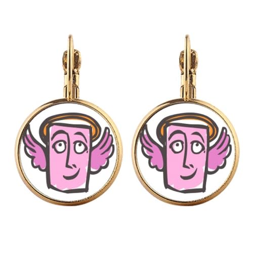 Boucles d'oreilles à clip Angel Fsketch Happy pendantes dorées, le cadeau parfait