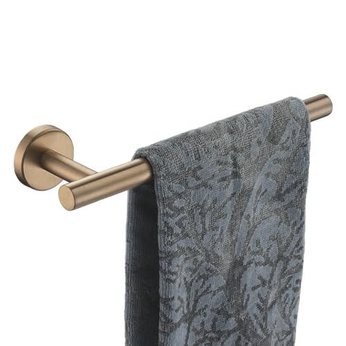 JQK Hand Towel Holder Towel Ring Champagne Bronze, 10 Inch Thicken 0.8mm 304 Stainless Steel Bathroom Hand Towel Bar, 9 Inch Useable Length Wall Mount Towel Rack, THH110L9-CB