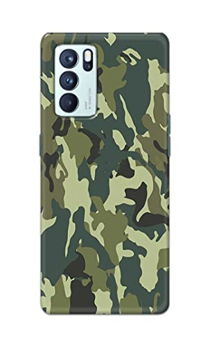 Image of Printed Hard Back Cover Case for Oppo Reno6 Pro 5G Back Cover (Green Army Camouflage) -1803