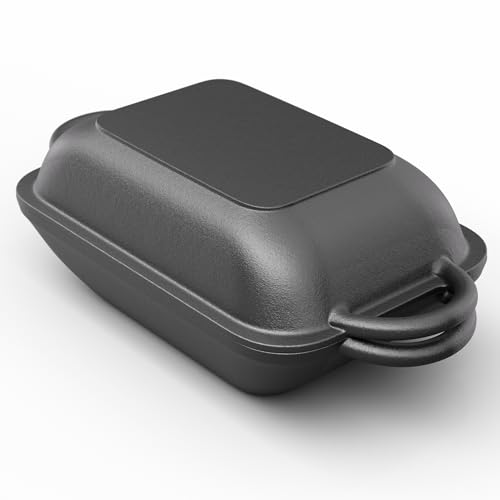 ToCis Big BBQ Cazuela Hierro Fundido para Pan 2 en 1, Olla Hierro Fundido para Hacer Pan, Ollas Horno Pequeñas de Inducción, Dutch Oven Cacerola Apta para Lavavajillas, Hornos Holandeses