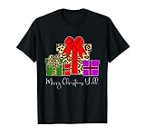 merry christmas y'all christmas - plaid di bufalo leopardato maglietta