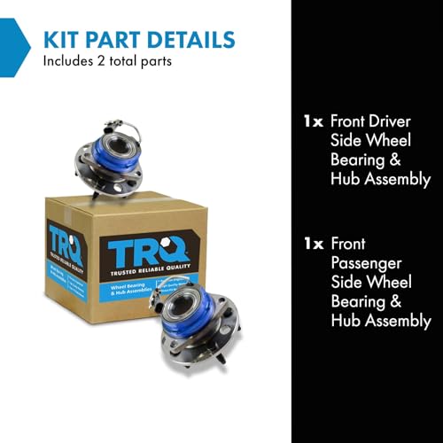 Image of TRQ Front Left and Right Wheel Bearing and Hub Assembly Set 2 Piece Compatible with 1992 Buick Lesabre with ABS 93-99 Lesabre 94-96 Century 92-96 Park Avenue 92-93 Riviera 95-96 Riviera