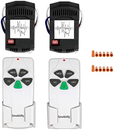2-Pack Universal Ceiling Fan Remote Control Kit with Light Dimmer for Hampton Bay, Hunter, Harbor Breeze, Westinghouse, FAN28R FAN-53T 2AAZPFAN-53T KUJCE9103 FAN-11T K- 53T