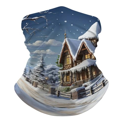 QMNRTK Christmas Winter Happy Scene Balaclava UV Protection Face Mask Breathable Neck Gaiter Ski Mask for Men Women Headwear Bandana Elastic Face Scarf