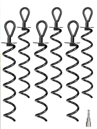 VNSMM Accesorios De Trampolín Anclajes de Tierra, Juego de Columpios con Ancla de Tornillo, estacas de barrena en Espiral adecuadas para Tienda de campaña, trampolín, árbol y jardín Trampolín