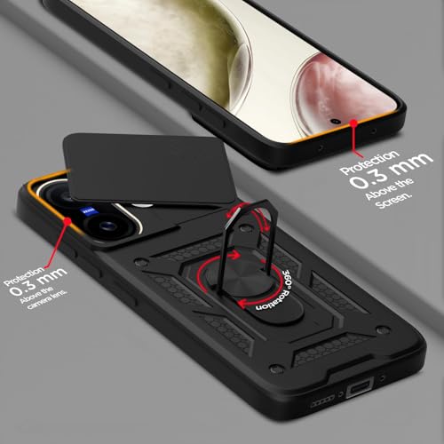 Image of Luxe Back Cover for Vivo V60E 5G / Vivo T4 Pro 5G / Vivo V60 5G | D10 Tough Armor Case | Sliding Camera Shield | 360 Protection | Kickstand Ring Holder | Military-Grade Bumper Case