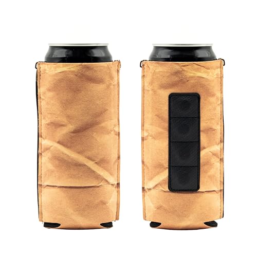 ZipSip MAGNET - Adjustable All-In-One Coozie with Zippers for Cans, Bottles, Slim Cans, Pint Glasses, Party Cups – Can Cooler - Insolated Neoprene Sleeve - Brown Paper Bag, XL
