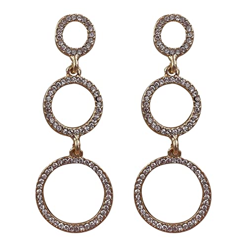 MARARDI Longues Boucles d'Oreilles de Fête [Doré] Incrustées de Zircon pour les Femmes Brillant Élégant pour les Mariages les Événements les Occasions Spéciales Cover