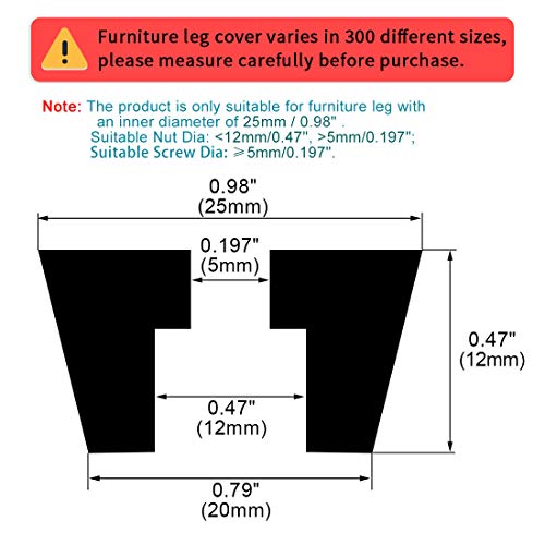Uxcell 8Pcs Rubber Feet Bumpers Furniture Table Amplifier Speaker Cabinet Leg Pads, D25X20Xh12Mm #TOP1