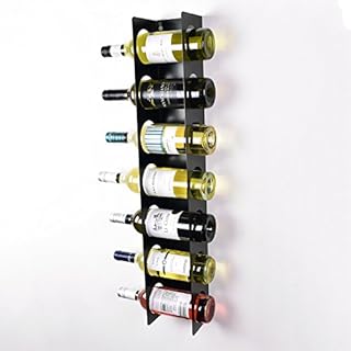 Steel Wall Mounted Cabinet Narrow Wine Rack - Durable, Tall Vertical 7 Bottle Holder Storage - Small Wine Rack for Bar, Home, Wine Cellar, Kitchen - Black (80x13x12cm)