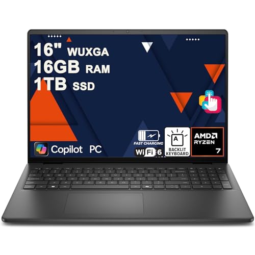 Dell 16 �m�[�g�p�\�R�� 16�C���` WUXGA �^�b�`�X�N���[�� AMD 8�R�A Ryzen 7 250 16GB RAM 1TB SSD �o�b�N���C�g ExpressCharge Wi-Fi6 �N���G�C�^�[ �f�U�C�i�[ �r�W�l�X �v���t�F�b�V���i