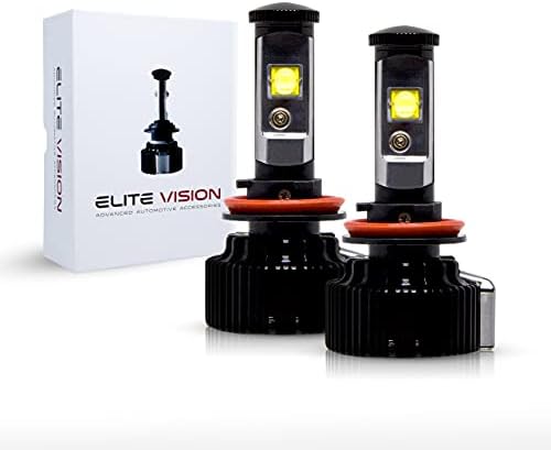 Elite Vision No Modifications LED Kit H11 H8 H9 H16 Low Beams, High Beams, Fog Lights 12V 7200LM 6000K Cool Bright White Headlights Bulbs Heavy Duty Adjustable Design Easy Installation Plug and Play