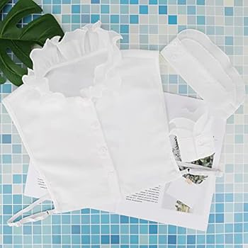 2 stuks kraaginzet voor dames, afneembare blouse met kraag, half shirt, vrouwenkraag, nep voor pakken, truien, overhemden, jurk, one size past het meest (wit zwart