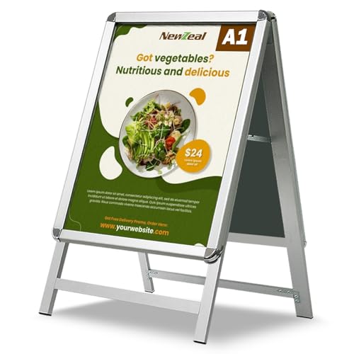 Cartel de Señalización en Marco A, Cartel de Señalización para Pavimento A1, Soporte de Cartelera de Doble Cara A, Tablero de Exhibición de Pavimento de Aluminio con Marco a Presión para Publicidad