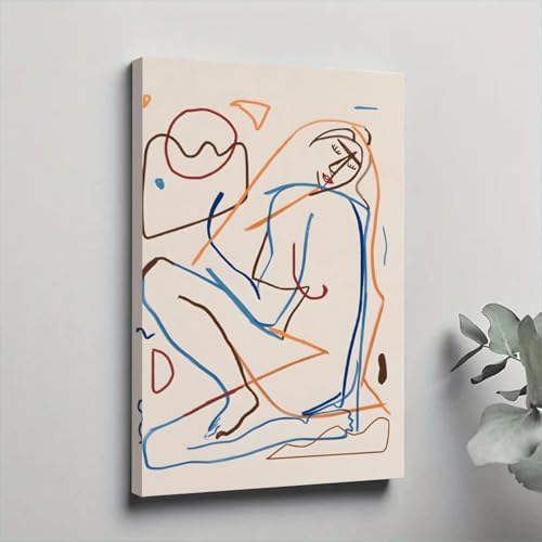 Toile murale encadrée pour habiller un grand mur vide dessin minimaliste contemporain