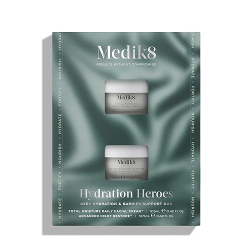 Image of Medik8 Hydration Heroes - Deep Hydration & Barrier-Support Duo - Total Moisture Daily Facial Cream (12.5ml) & Advance Night Restore (12.5ml) - Hydrate, Nourish, Fortify