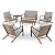 Great Deal Furniture GDFStudio Outdoor 6 Seater Acacia Wood Extended Chat Set, Gray Finish and Gray