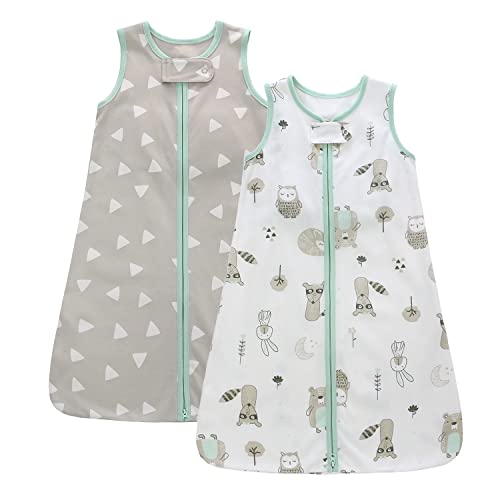 Image of LAT LEE AND TOWN Baby Wearable Blanket 0-12 Months, 2 Pack Baby Sleep Sacks TOG 0.5 Toddler Sleeping Sack Lightweight 100% Cotton Baby Sleeping Bag 6-18 Months (Owl & Geometry)