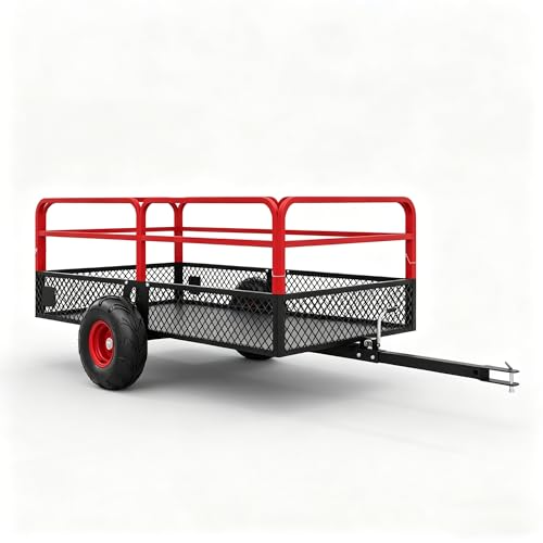 22 Cu.Ft 1600Lbs Steel ATV UTV Trailer, Tow Behind Dump Cart with Removable Sides & All Terrain Tires for Lawn Mower Tractor