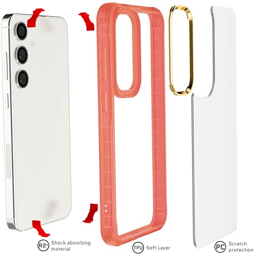 Image of Ghostek Covert Clear Samsung Galaxy S24 Plus Case with Military Grade Shockproof Protection, Non-Slip Grip, Protective Silicone Phone Cover Designed for 2024 Galaxy S24+ (6.7 inch) (Pink)