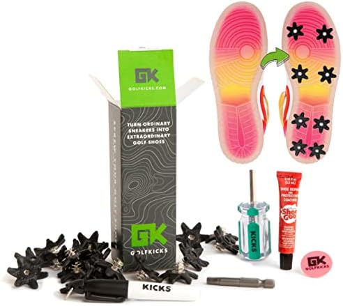 Golfkicks Golf Traction Kit for Sneakers with DIY Golf Spikes - Add Golf Cleats to Any Shoe, 20 Count - As Seen On Shark Tank - Black