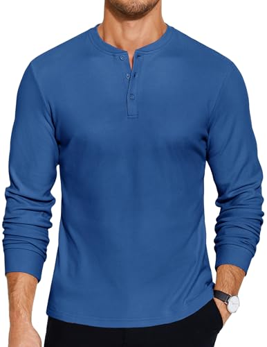 COOFANDY Men's Henley Shirts Long Sleeve Basic Pullover Fleece T-Shirt