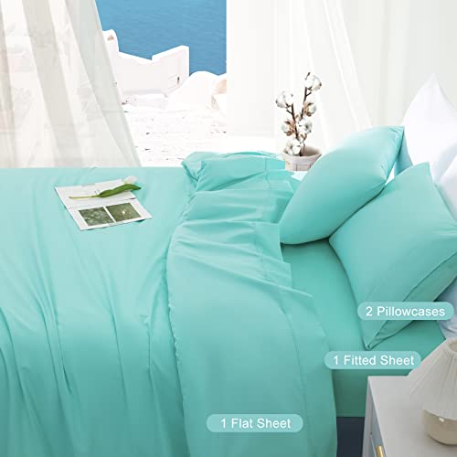 Lbro2M 1000 Thread Count 100% Egyptian Cotton Queen Size Sheets Set,Breathable Wrinkle Bed Sheet 4 Piece Sets,16 Inches Deep Pocket,Weave Long Stapl,Lake Green #TOP3