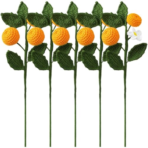 Tiges d'orange tricotées avec feuilles, décoration florale durable - 2