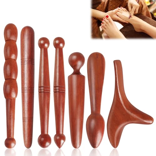 7 Stücke Massage Holz, Fuß Holzs Massagestab, Trigger HolzMassage-Werkzeug, Massagestäbchen Triggerpunkt Für Professionelle Massage Von Beinen, Schultern,Rücken Und Akupunktur
