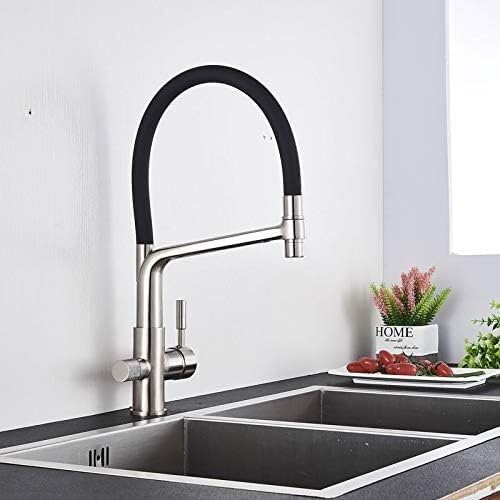 BHFPFZA Farmhouse Kitchen Sink Faucet Pull Down Mixer Tap with 2 Outlet Spout Hot & Cold Rotat Ch h Commercial Grade Modern Bar Sink Faucet & Slish.