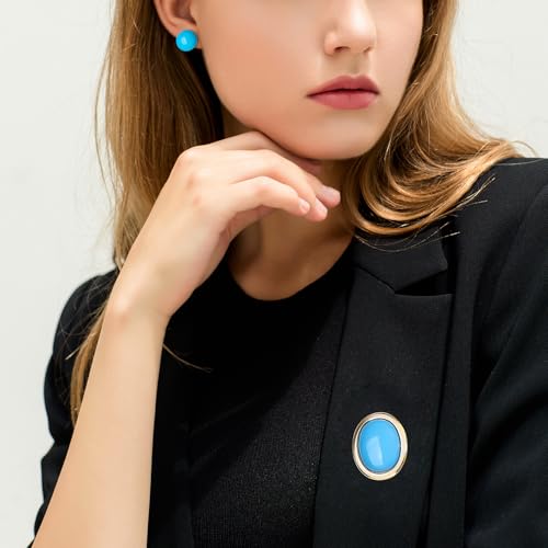 Princess Blue Earrings Costume Non Pierced Clip on Earrings and Brooch Pin Princess Game Accessories Costume Cosplay Women2
