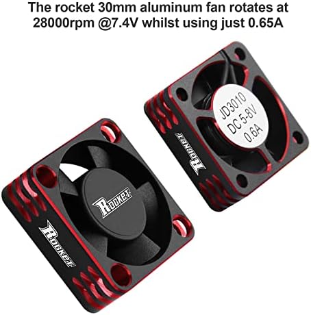 Motor Cooling Fan 30mm RC Model Heatsink 28000RPM ESC Cooling Fan for RC Car 1/8 1/10 1/12 Scale 540 550 Brushless Motor (Black+Red)