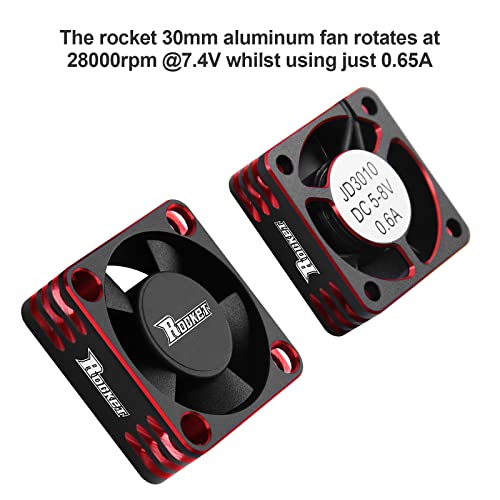 Motor Cooling Fan 30Mm Rc Model Heatsink 28000Rpm Esc Cooling Fan For Rc Car 1/8 1/10 1/12 Scale 540 550 Brushless Motor (Black+Red) #TOP1