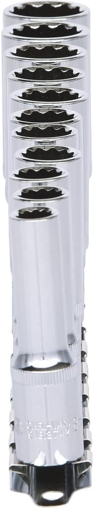 KS TOOLS 3/8" CHROMEplus 12 Point Socket Set, deep, 11 pcs 8-19mm