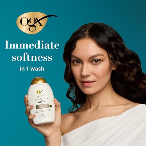 OGX Nourishing + Coconut Milk Moisturizing Shampoo, Hydrating & Restoring Shampoo Moisturizes for Soft Hair After the First Use, Paraben-Free, Sulfate-Free Surfactants, 13 fl. oz - Image 5