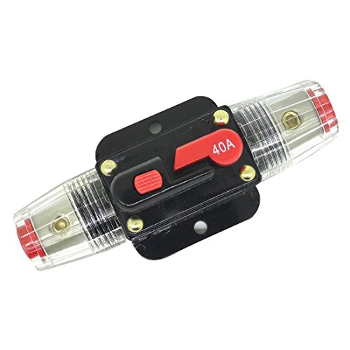 Asdomo 40A 12V-24V DC Inline Circuit Breaker Trolling Motor Auto Car Marine Boat Bike Stereo Audio Switch Fuse Inverter Holder Waterproof with Manual, Reset Solar System