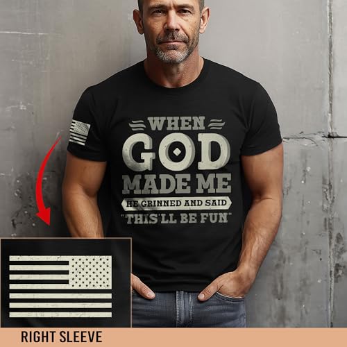 When God Made Me T Shirt, Funny Shirts for Men, American Flag Shirt, Christian Shirts for Men3
