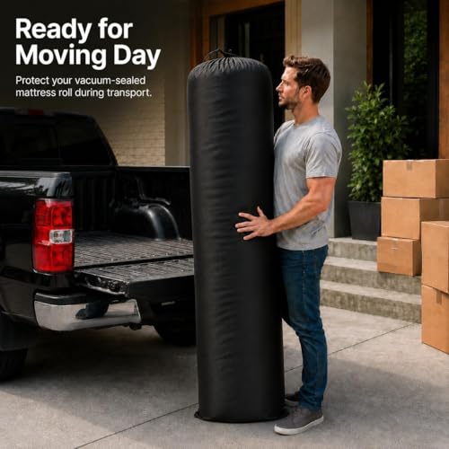 Image of Mattress Storage Bag for Moving, Full & Full XL Vacuum-Sealed Mattress Rolls Bag, Reusable Mattress Moving Bag with Drawstring Closure, Protective Storage Cover (Bag Only)