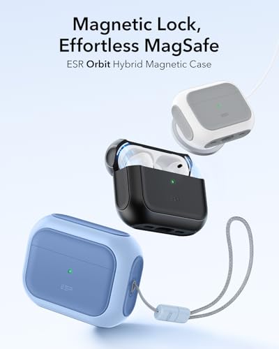 Image of ESR for AirPods Pro 3 Case, Compatible with AirPods Pro Case 3rd Generation (2025), Compatible with MagSafe, Full Drop Protection Cover with Lanyard, Blue