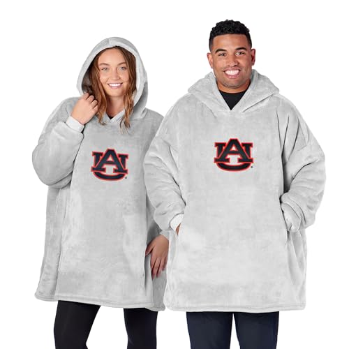 Northwest NCAA Auburn Tigers Hoodler Oversized Sherpa Pullover, Embroidered Logo,Plush Wearable Blanket Sweatshirt, Soft Fleece with Front Pocket, One Size Fits Most