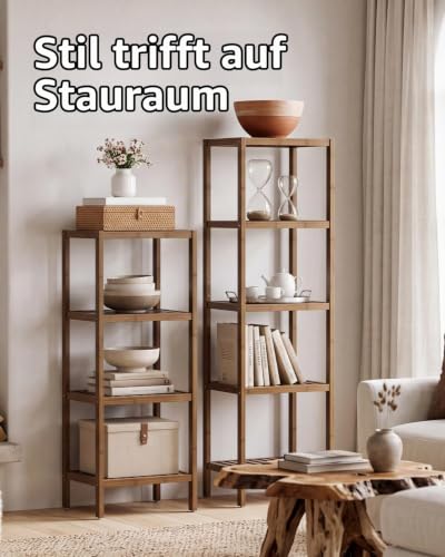 SMIBUY Badezimmer-Aufbewahrungsregal, 5 Ebenen, Bambusregal, Organizer, multifunktionales Regal für Wohnzimmer, Schlafzimmer… – Ansicht 3