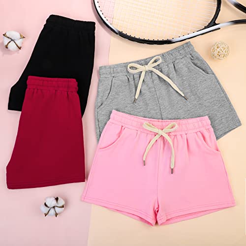 Poroka Pacote com 5 shorts atléticos para meninas, shorts esportivos de verão para corrida, ioga, co