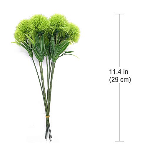Cattree Artificial Dandelion Flowers, Plastic Plants Shrubs Bushes Fake Grass Wedding Indoor Outdoor Home Garden Verandah Centerpieces Arrangements Party Decoration Planting Filler - Green 10 Pcs #TOP6