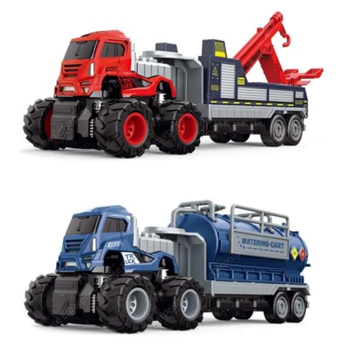 Image of 1:43 Metal Toys Alloy Diecast Truck Set Toy, Diecast Miniature Car Model (Pack of 2-Multicolor) (Rescue Truck & Oil Tenk) Brand